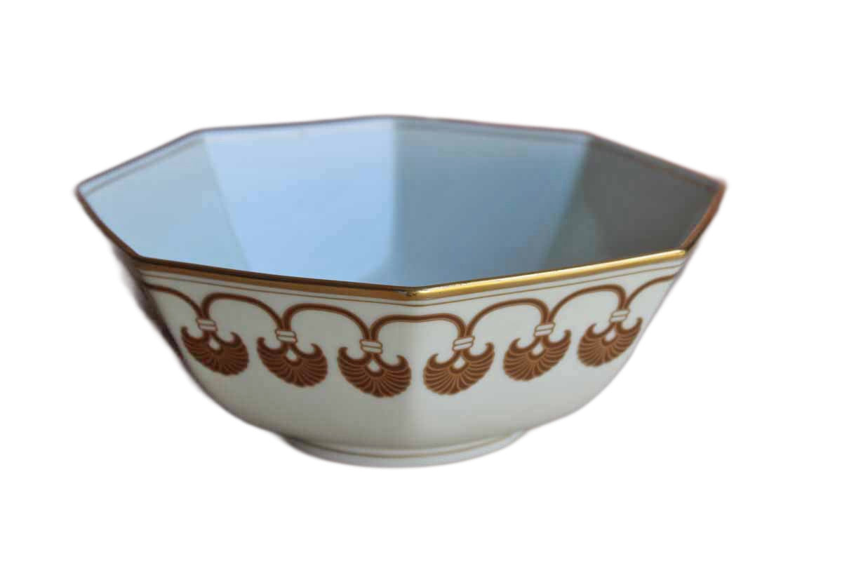 Fitz & Floyd (USA) Alexandria Pattern Shells and Gold Trim Octagonal Vegetable Serving Bowl