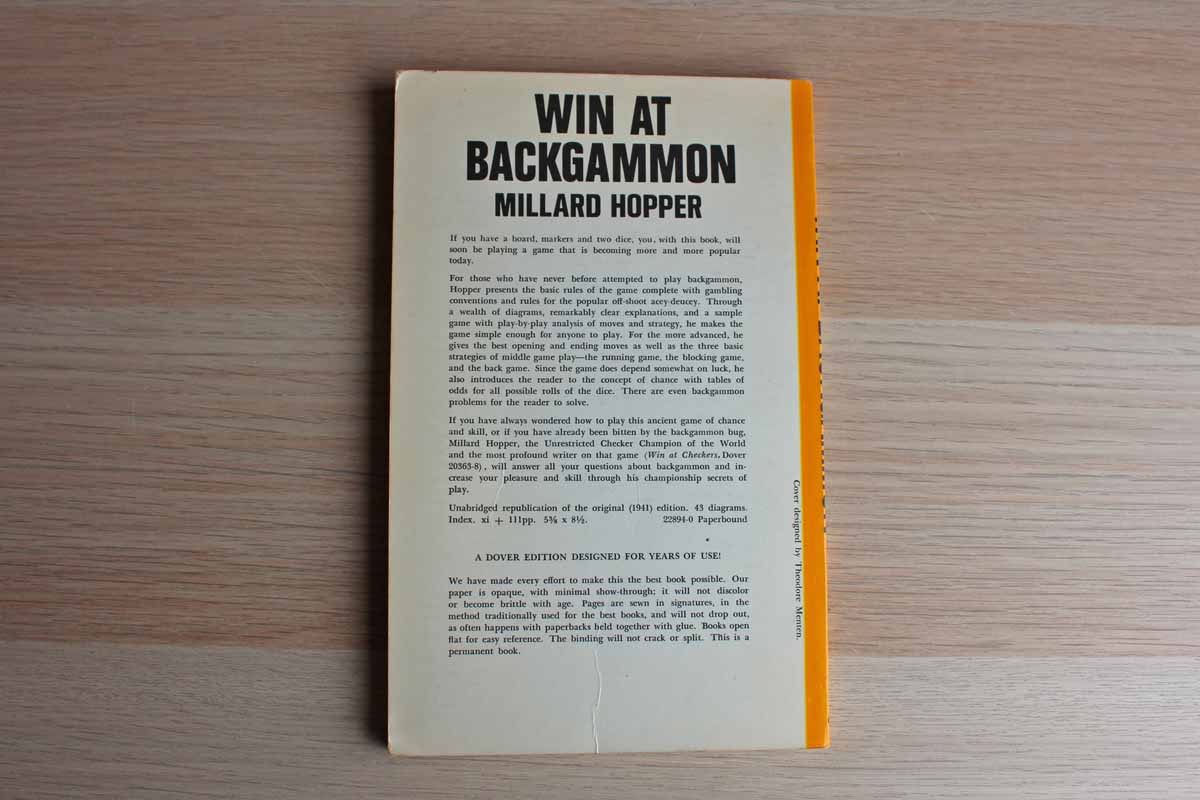 Win at Backgammon by Millard Hopper