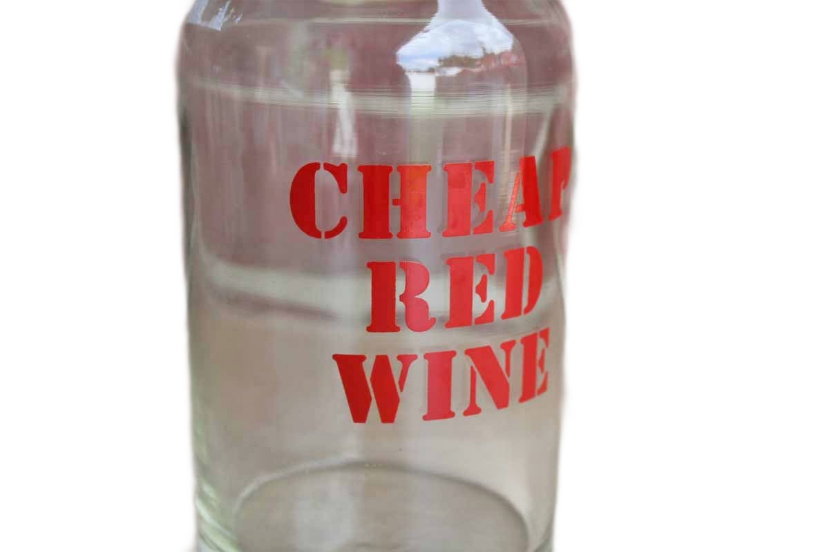 "Cheap Red Wine" Glass Carafe