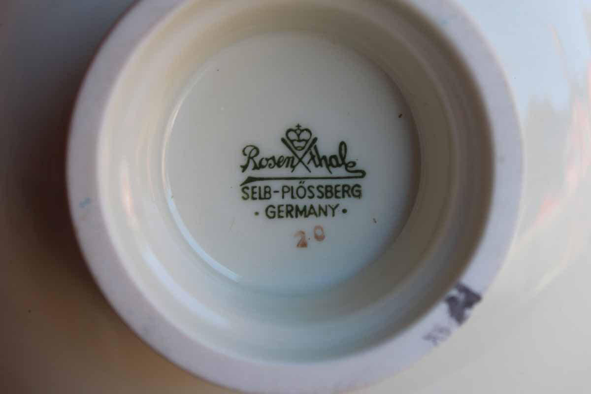 Rosenthal (Germany) Round Pedestal Dish with Gold Speckled Rim
