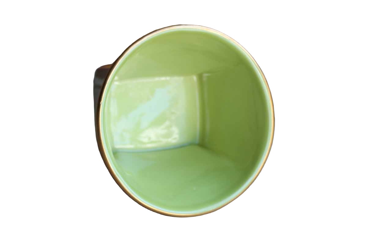 Lime Green and Gold Planter with Modern Lines