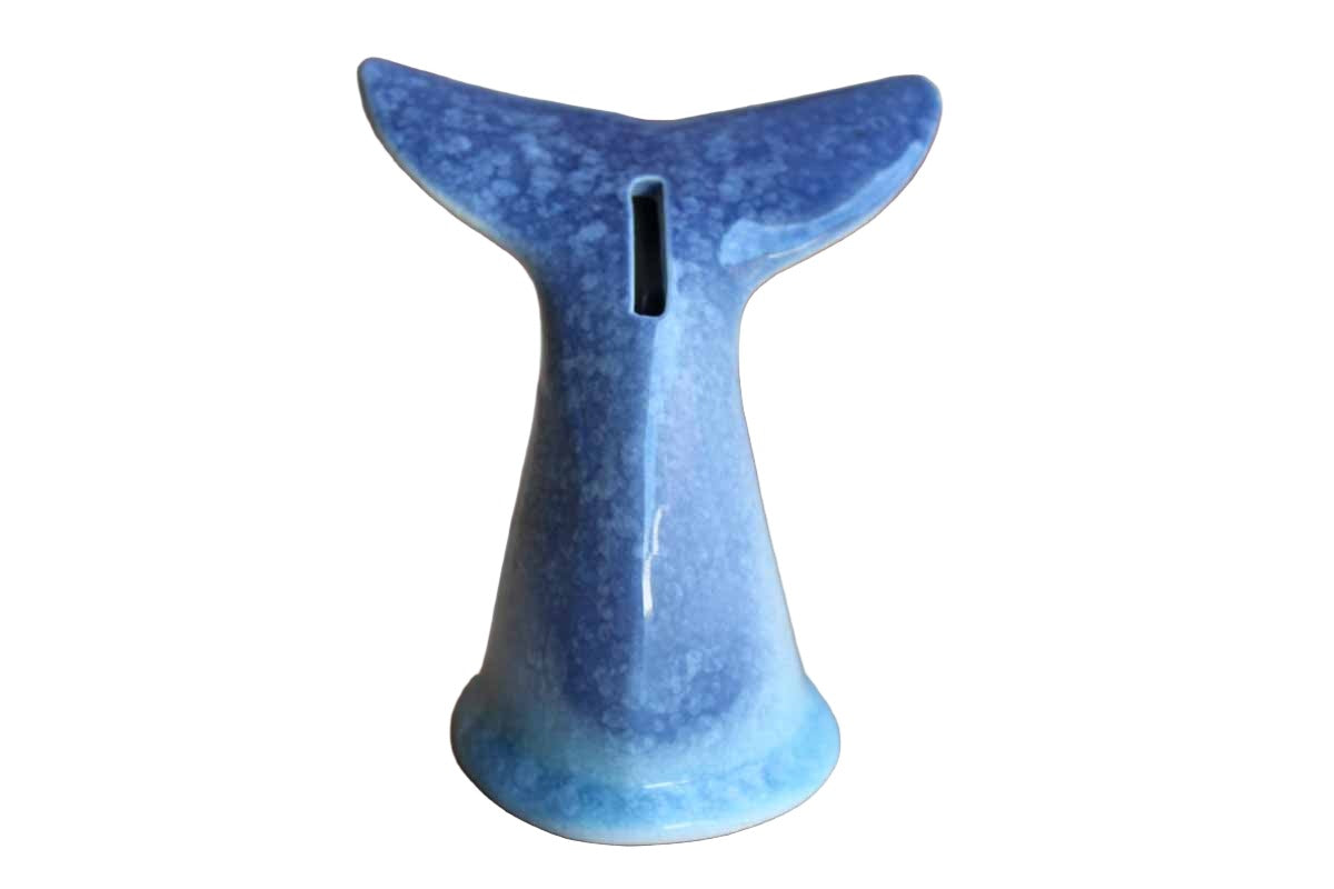 Ceramic Whale Tail Coin Bank