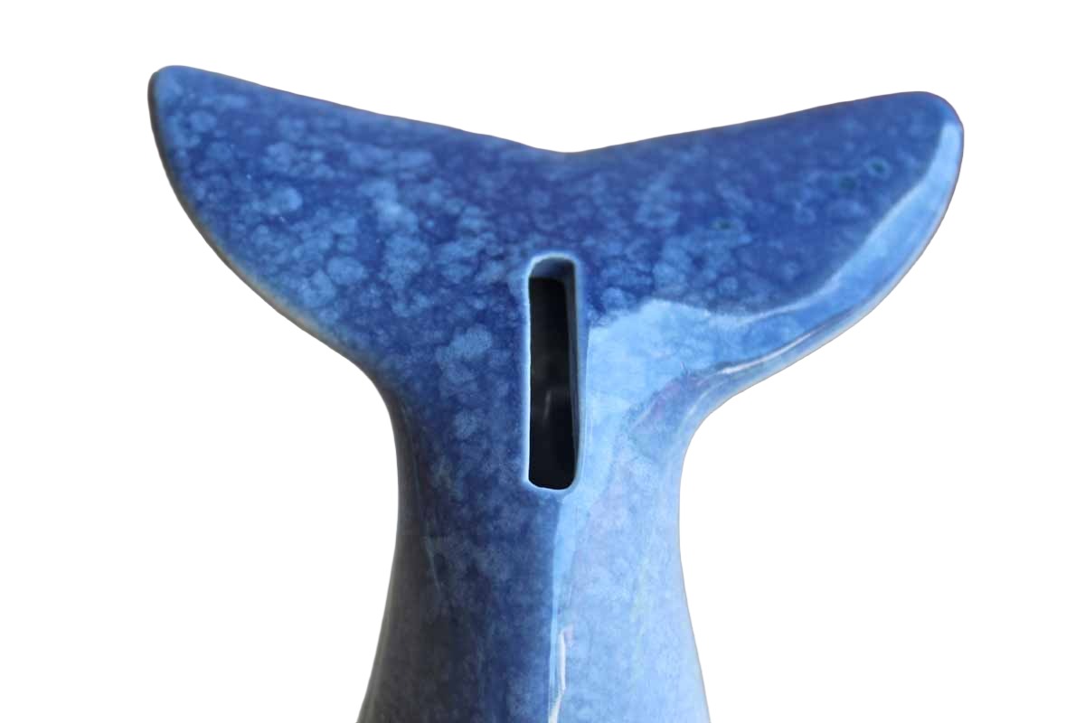 Ceramic Whale Tail Coin Bank