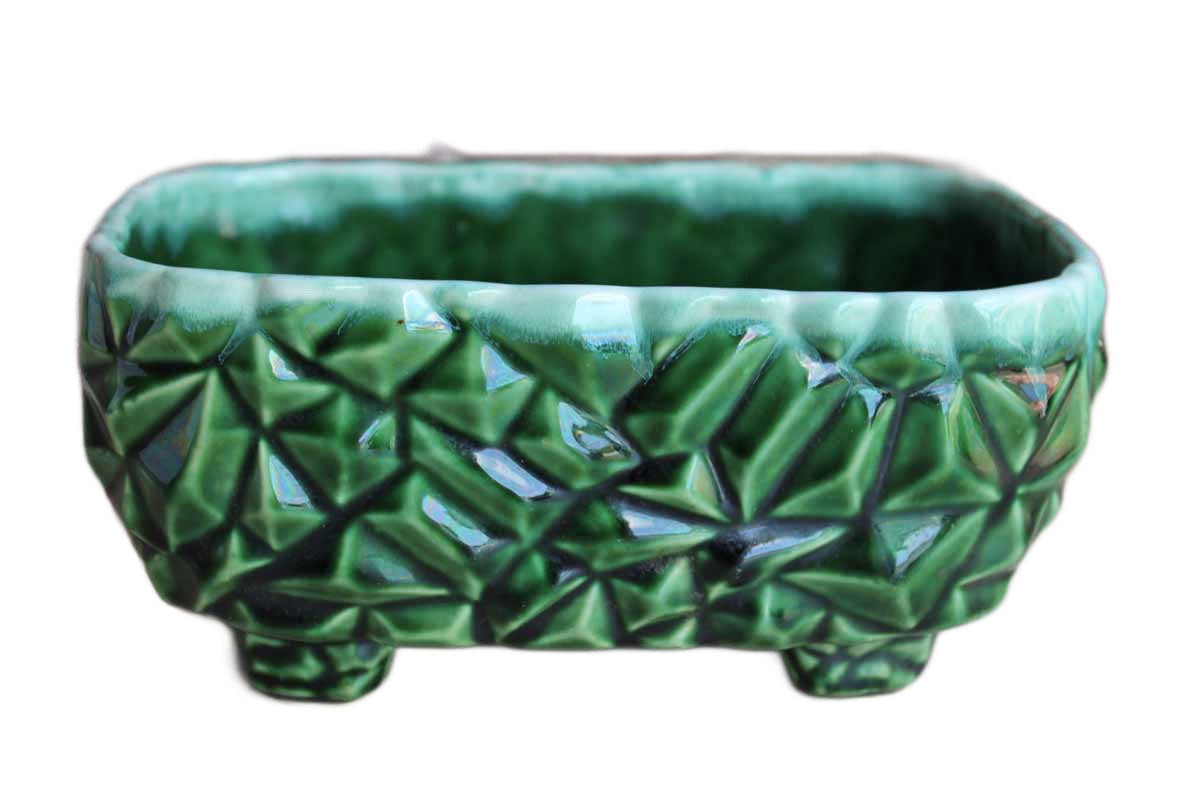 McCoy Pottery (Ohio, USA) Garden Pebble Forest Green Drip Glazed Planter