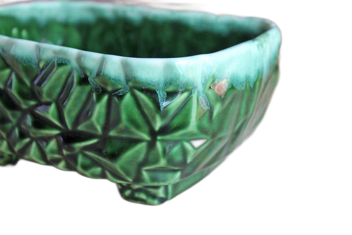 McCoy Pottery (Ohio, USA) Garden Pebble Forest Green Drip Glazed Planter