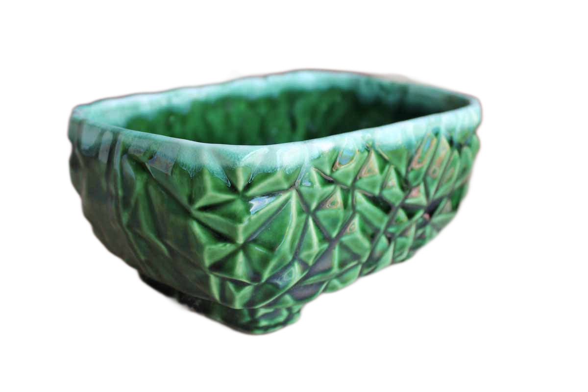McCoy Pottery (Ohio, USA) Garden Pebble Forest Green Drip Glazed Planter