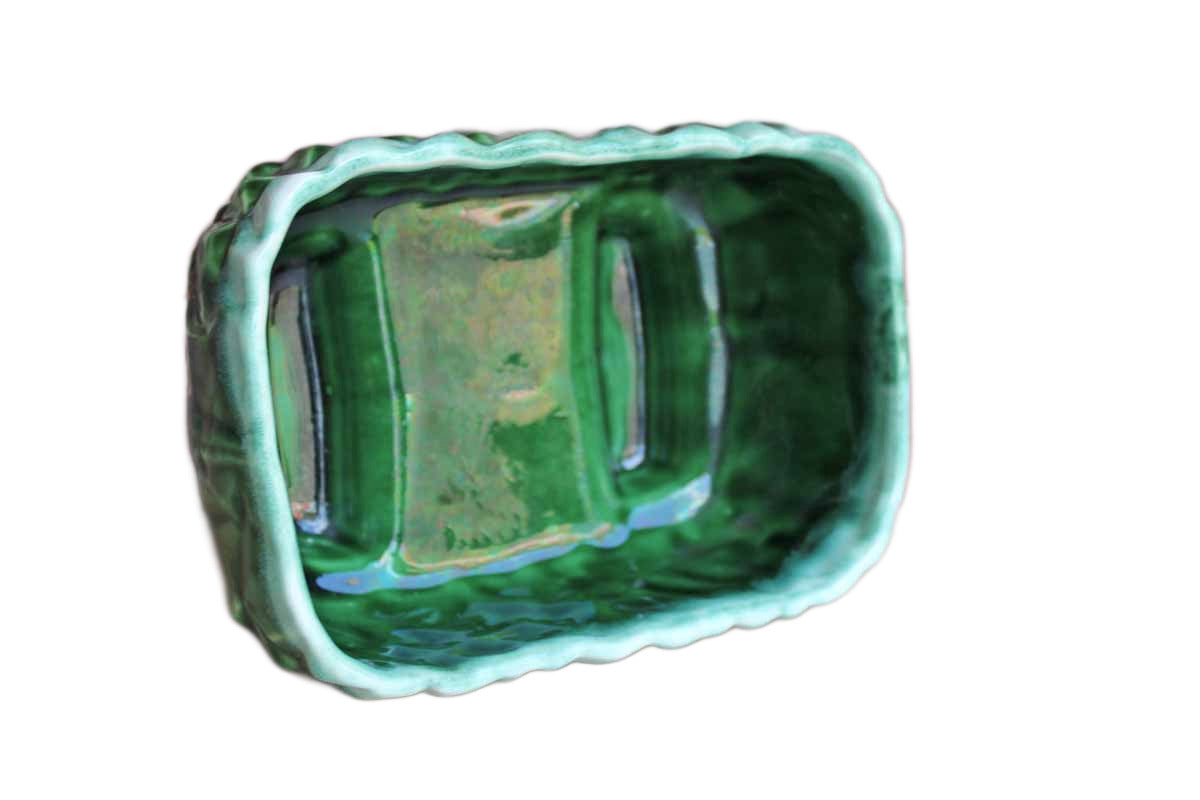 McCoy Pottery (Ohio, USA) Garden Pebble Forest Green Drip Glazed Planter