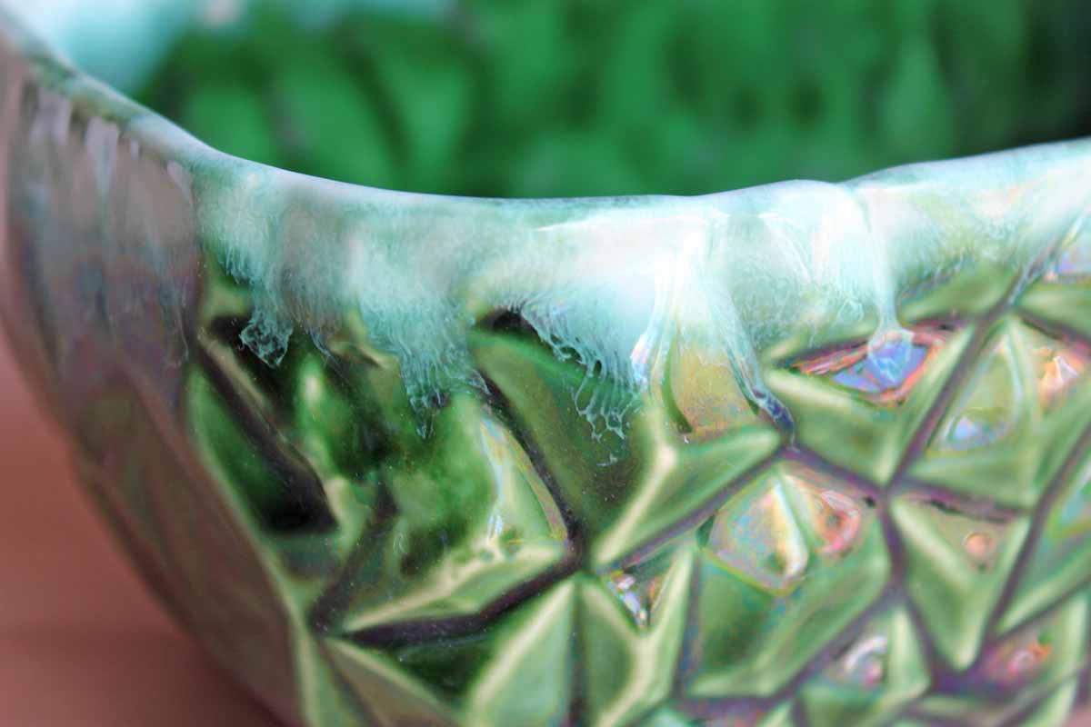 McCoy Pottery (Ohio, USA) Garden Pebble Forest Green Drip Glazed Planter