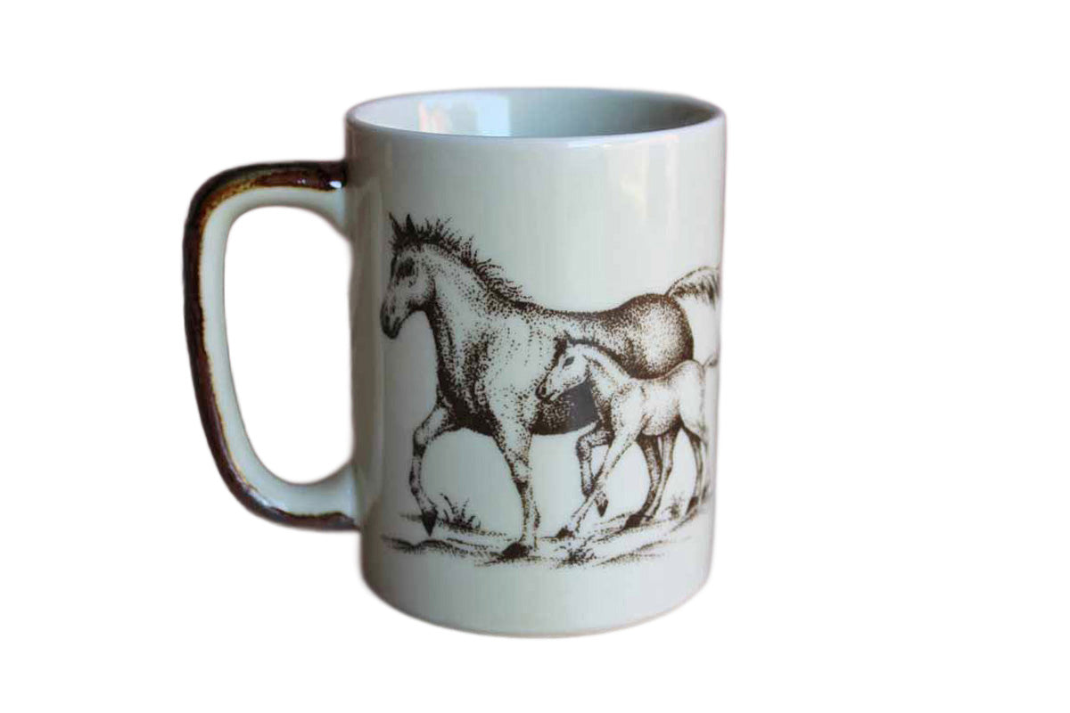 Otagiri (Japan) Galloping Horse with Foal Ceramic Coffee Mug