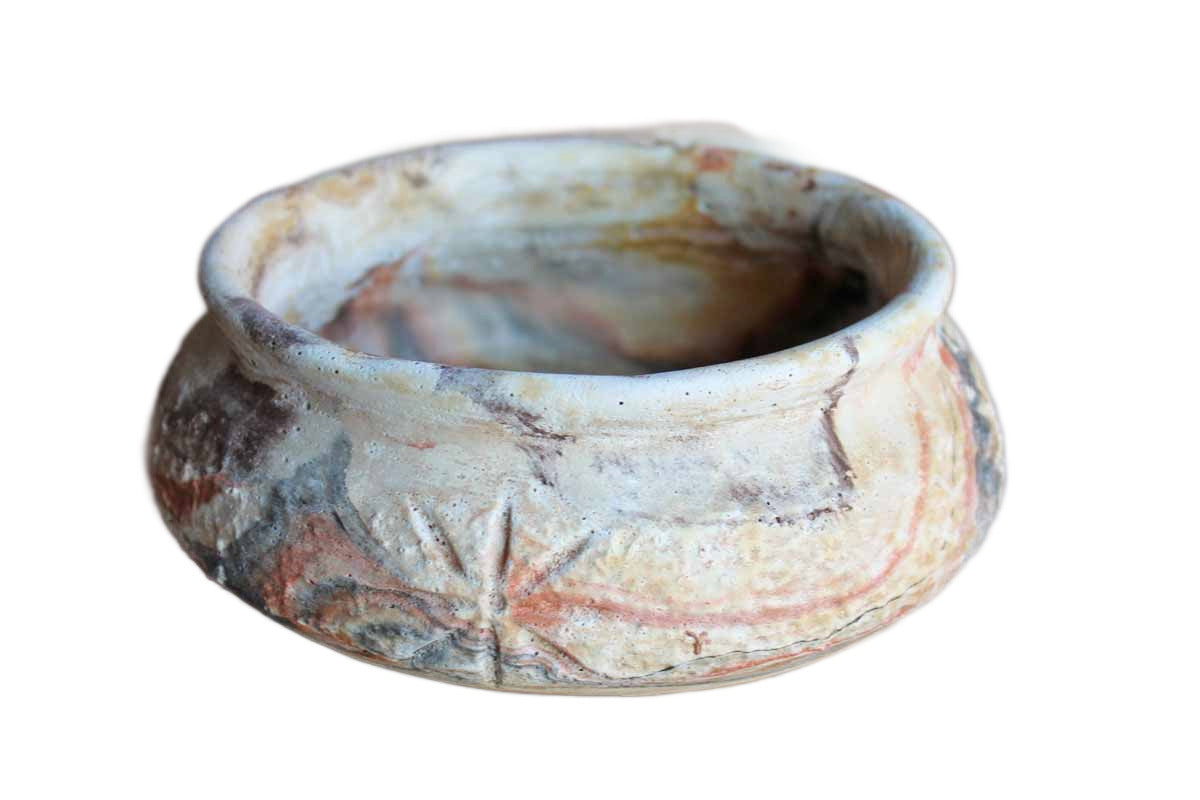 Comanche Pottery Designed by Ron Allen (Texas, USA) Multi-Colored Swirled Bowl