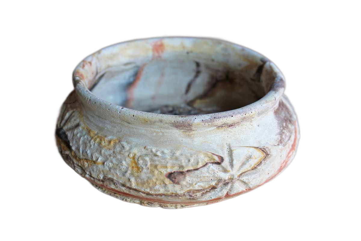 Comanche Pottery Designed by Ron Allen (Texas, USA) Multi-Colored Swirled Bowl