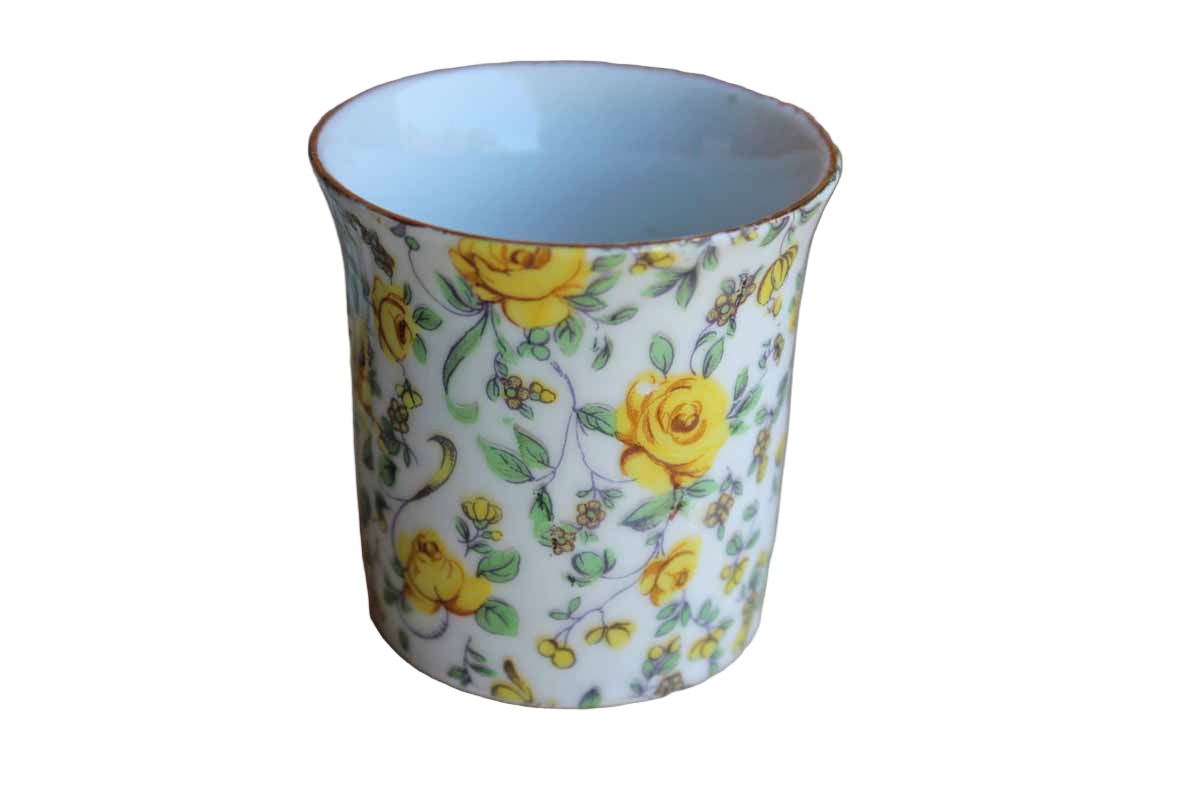 Lefton China Yellow Chintz Floral Cigarette Set