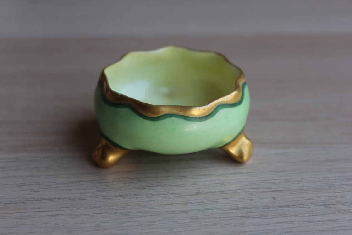 Small Green and Gold Footed Bowl