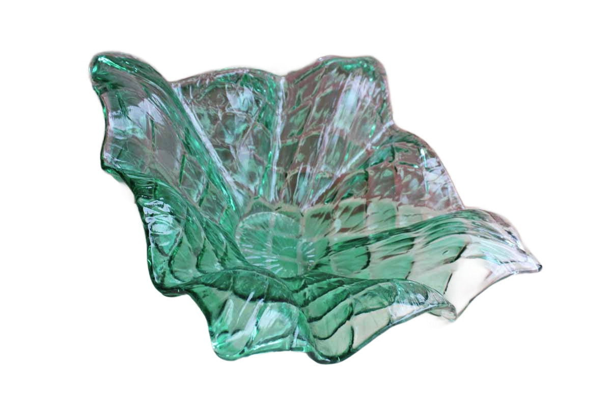 Large Green Art Glass Flared Bowl