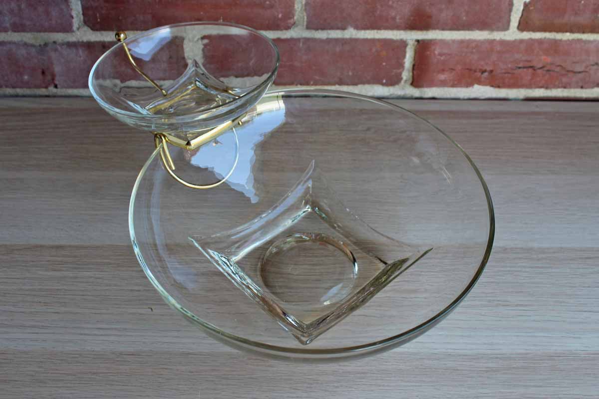 Hazel Atlas Glass Company (West Virginia, USA) Clear Glass Simplicity Chip n' Dip Set