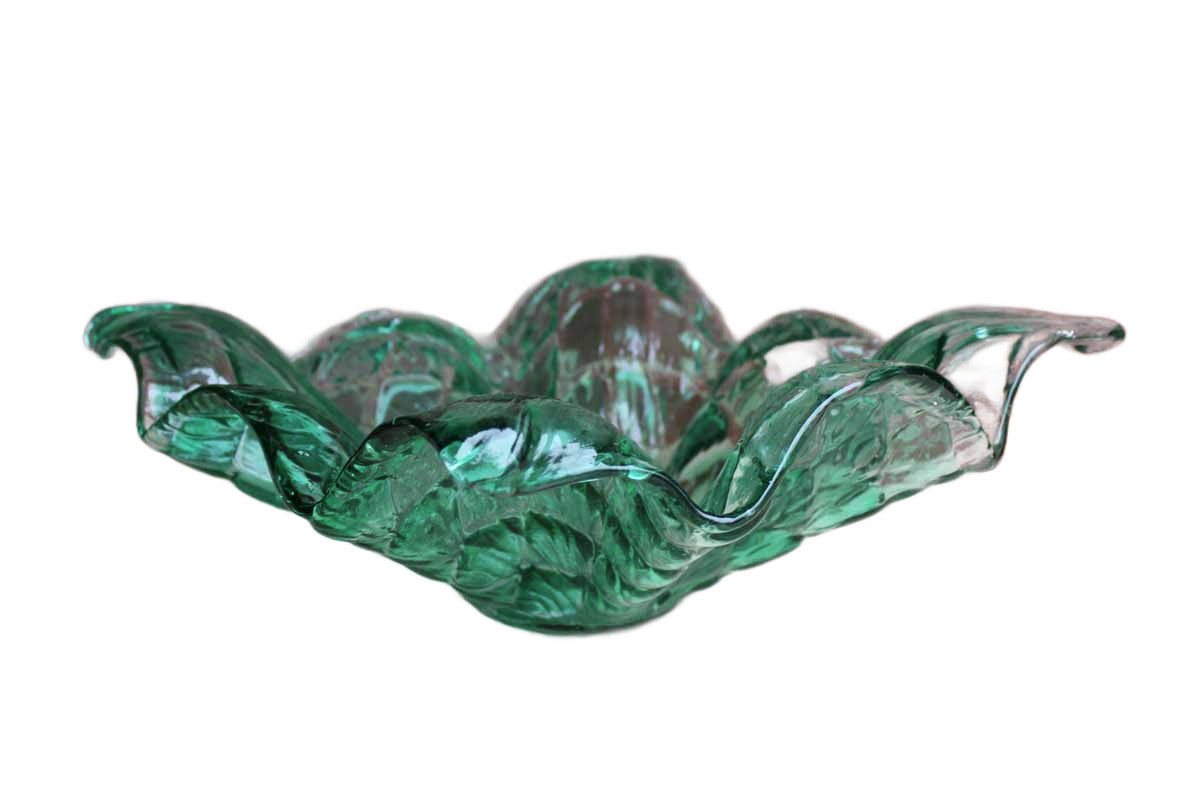Large Green Art Glass Flared Bowl