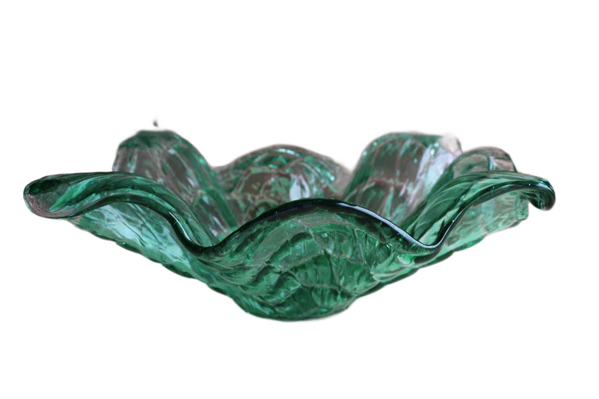Large Green Art Glass Flared Bowl