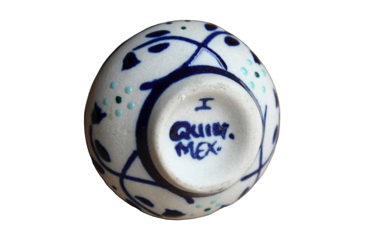 Hand-Painted Ceramic Mexican Bud Vase with Flower Detailing