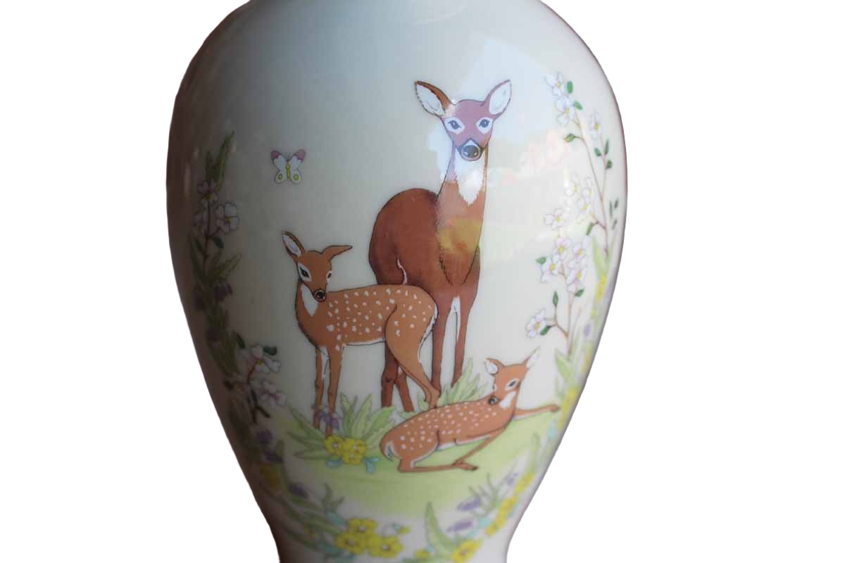 Lenox (USA) Mother's Day 1984 Limited Edition Porcelain Vase with Doe and Fawns