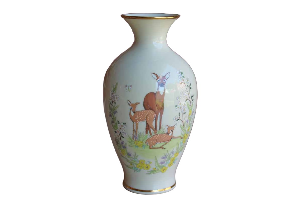 Lenox (USA) Mother's Day 1984 Limited Edition Porcelain Vase with Doe and Fawns