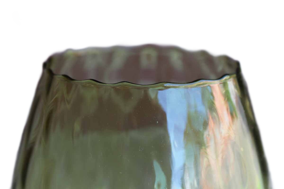 Empoli (Italy) Hand Blown Green Optic Glass Brandy Snifter/Fishbowl Vase