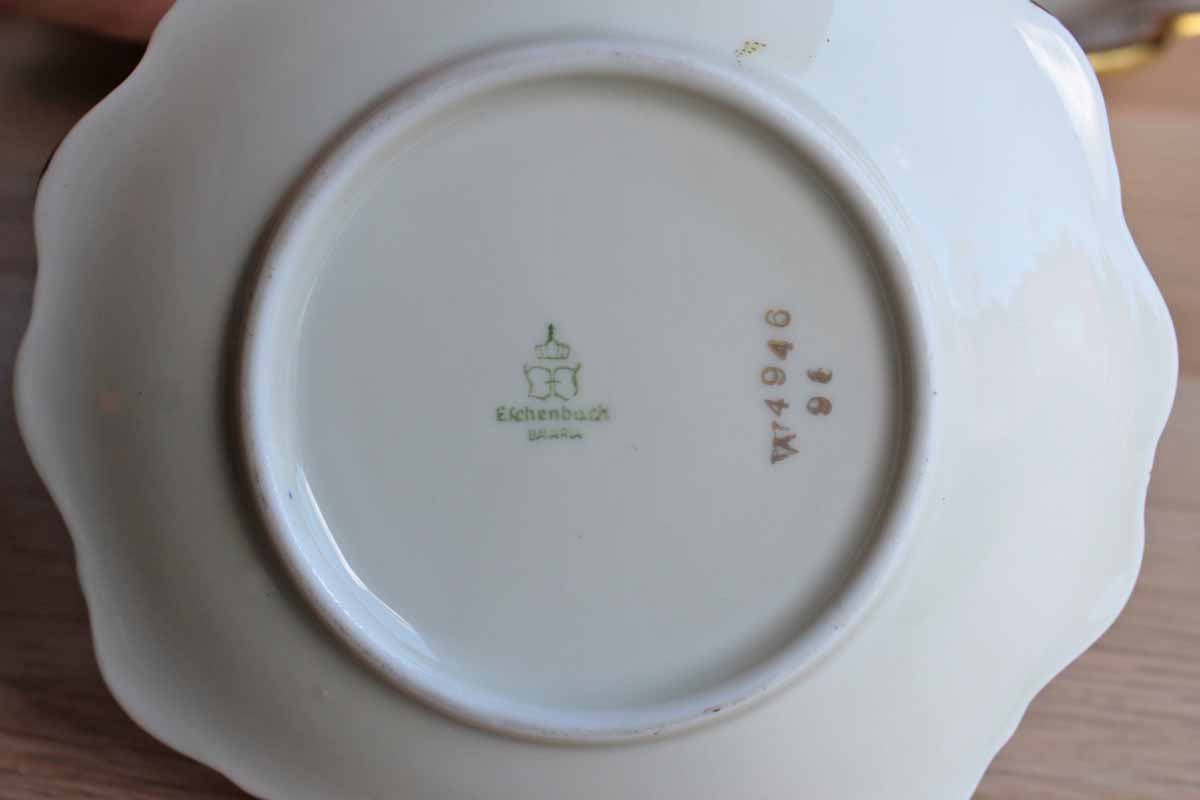 Graf Von Henneberg (Germany) Floral Gold Trimmed Porcelain Dessert Tray with Six Little Plates from Eschenbach (Bavaria)