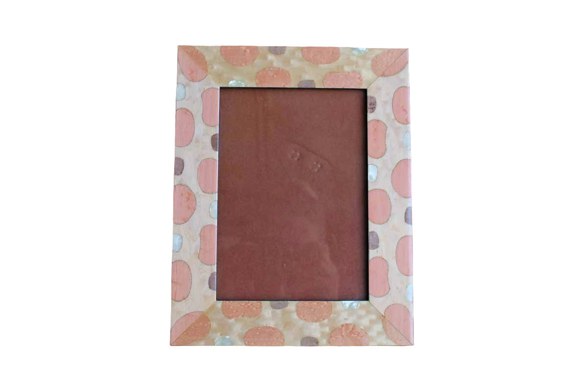 Natalini (Italy) Wood Picture Frame with Organic Round Shapes and Mother of Pearl Inlay
