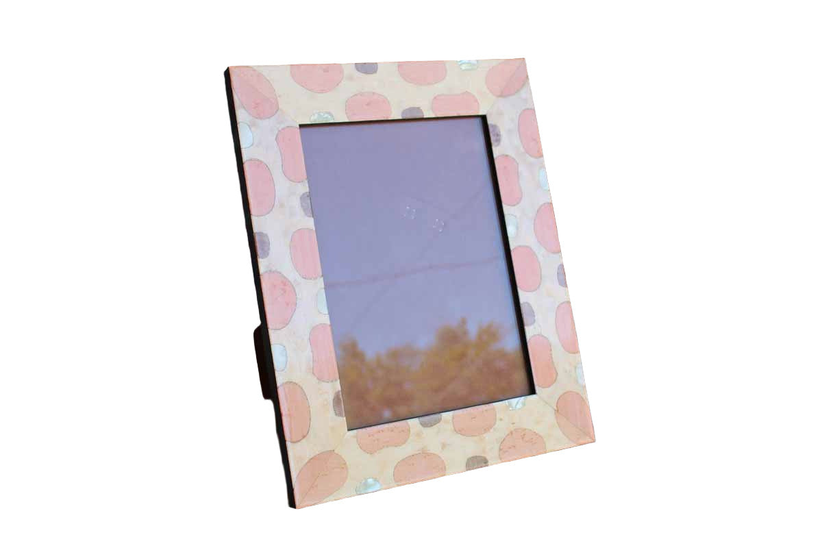 Natalini (Italy) Wood Picture Frame with Organic Round Shapes and Mother of Pearl Inlay