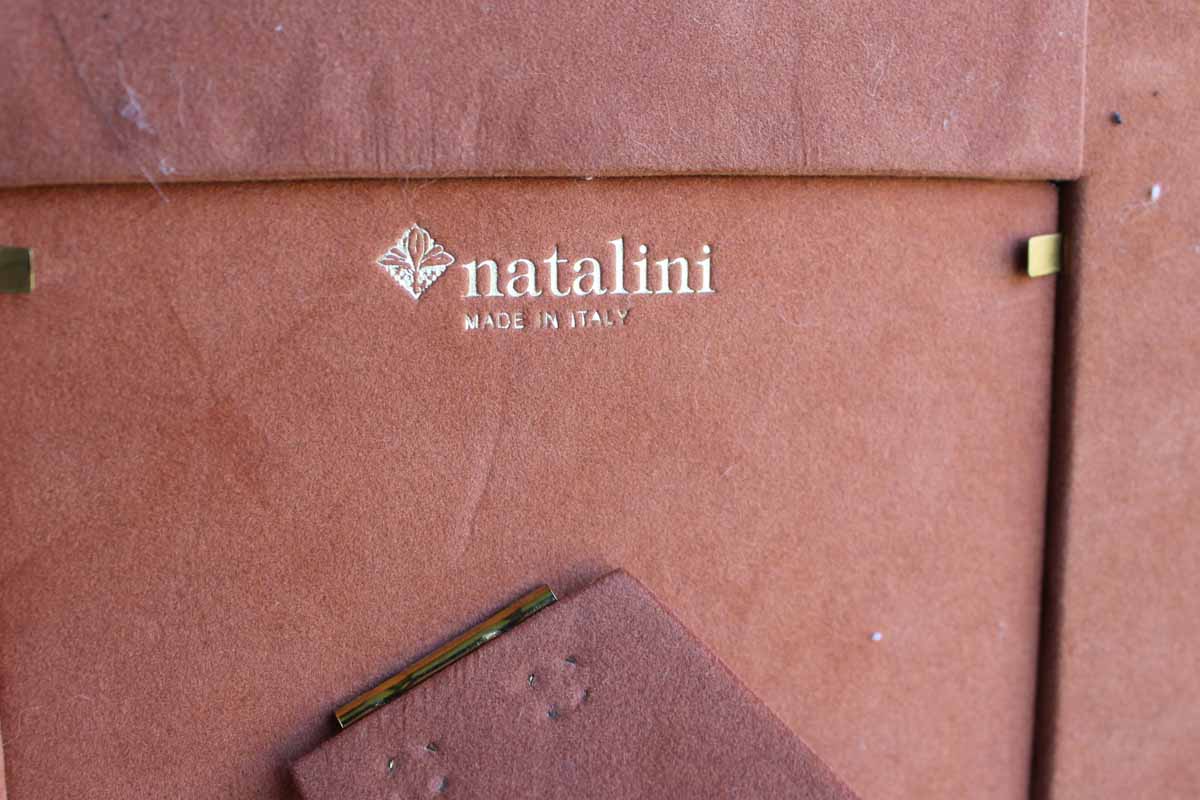 Natalini (Italy) Wood Picture Frame with Organic Round Shapes and Mother of Pearl Inlay