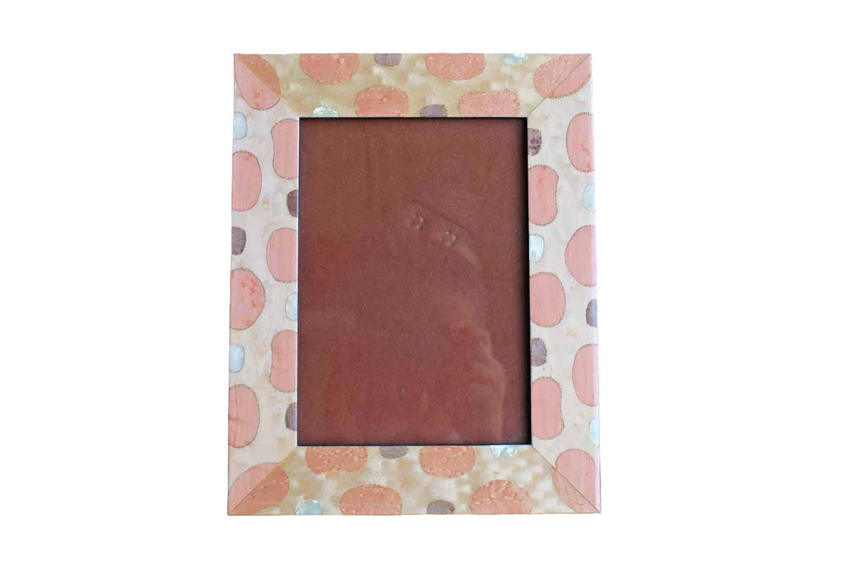 Natalini (Italy) Wood Picture Frame with Organic Round Shapes and Mother of Pearl Inlay