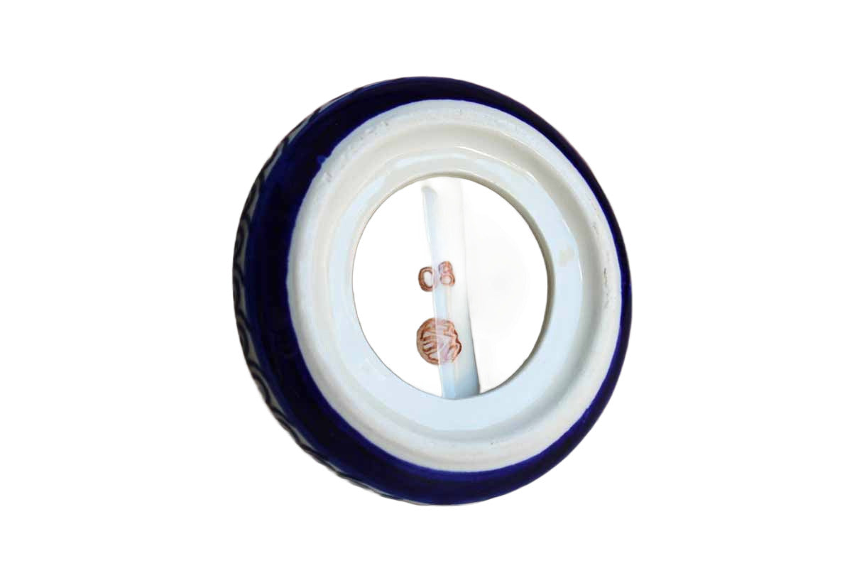 Boleslawiec Pottery (Poland) Stoneware Cobalt Blue and Cream Swirls Napkin or Letter Holder