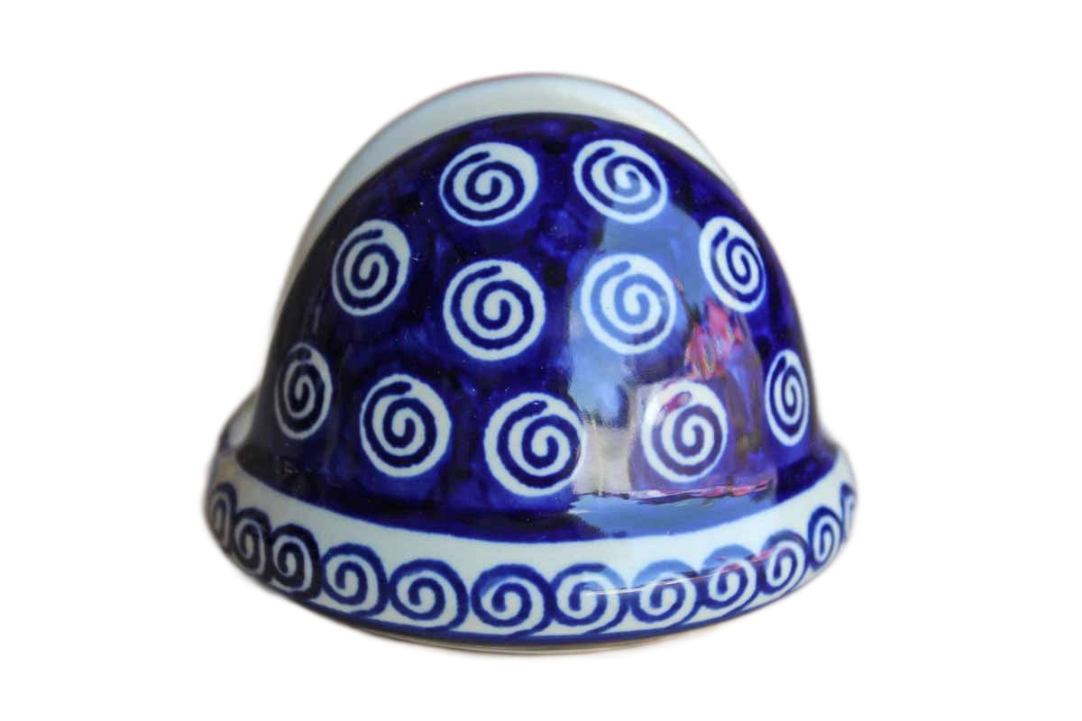 Boleslawiec Pottery (Poland) Stoneware Cobalt Blue and Cream Swirls Napkin or Letter Holder