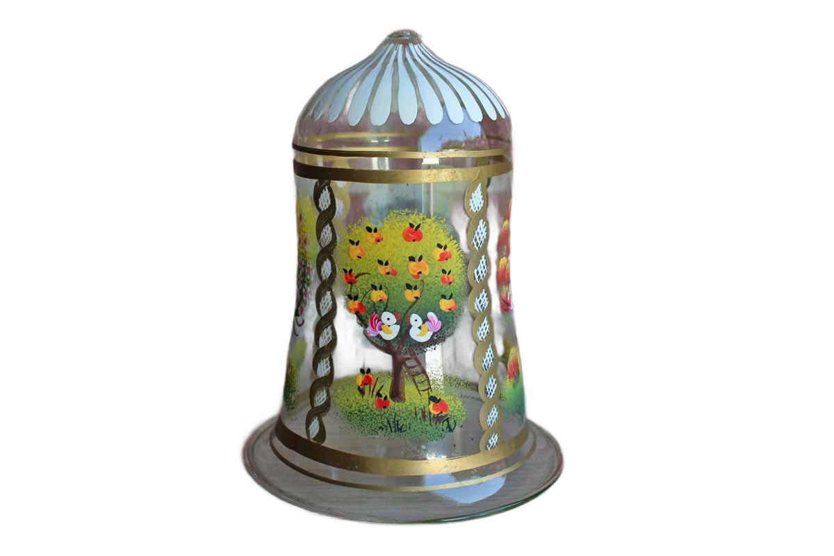 Four Seasons Hand Painted Glass Cloche