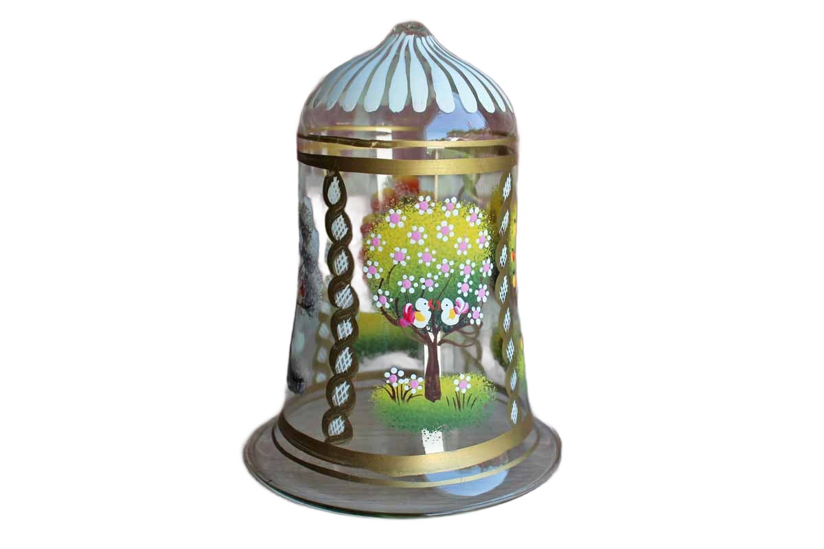 Four Seasons Hand Painted Glass Cloche