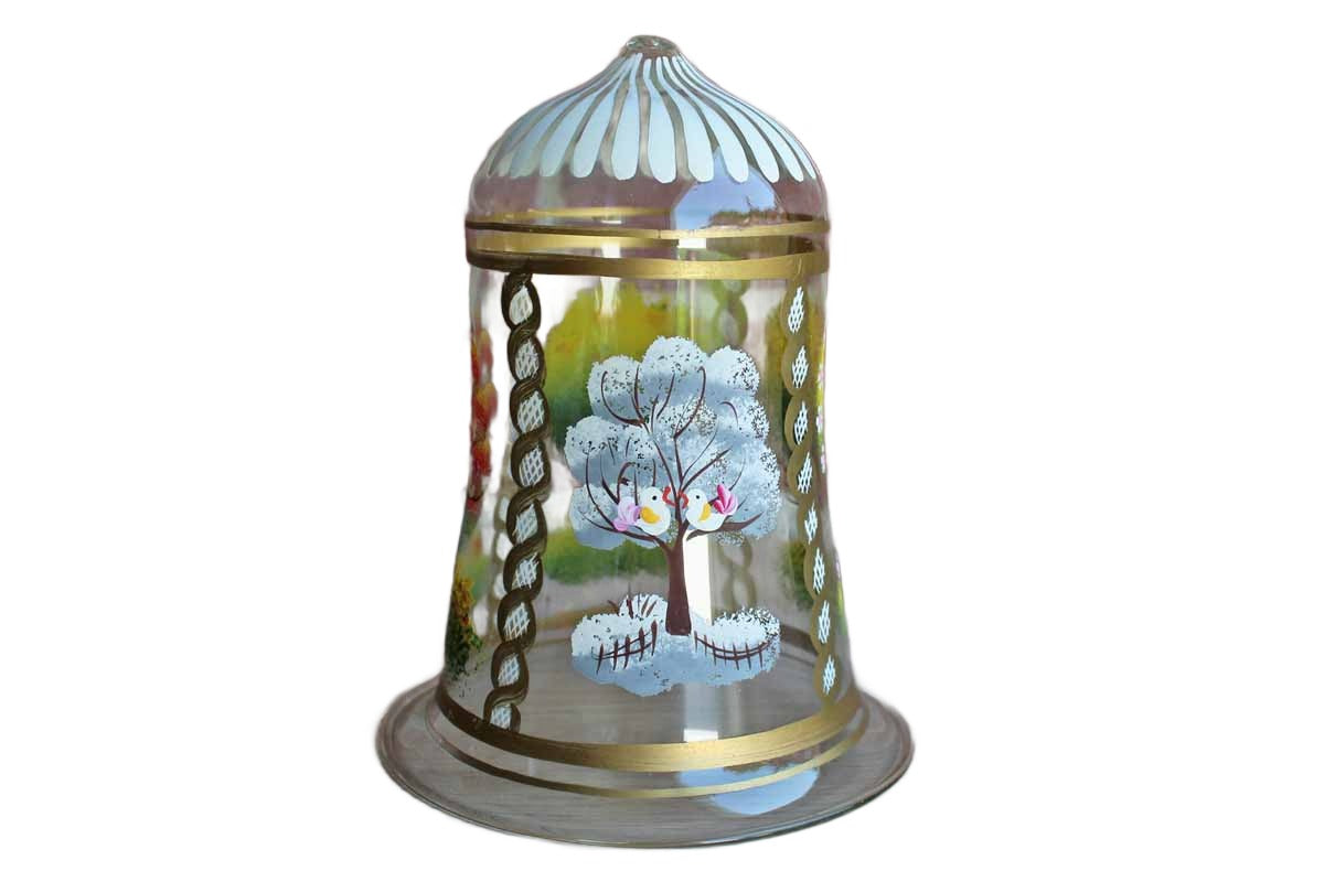 Four Seasons Hand Painted Glass Cloche