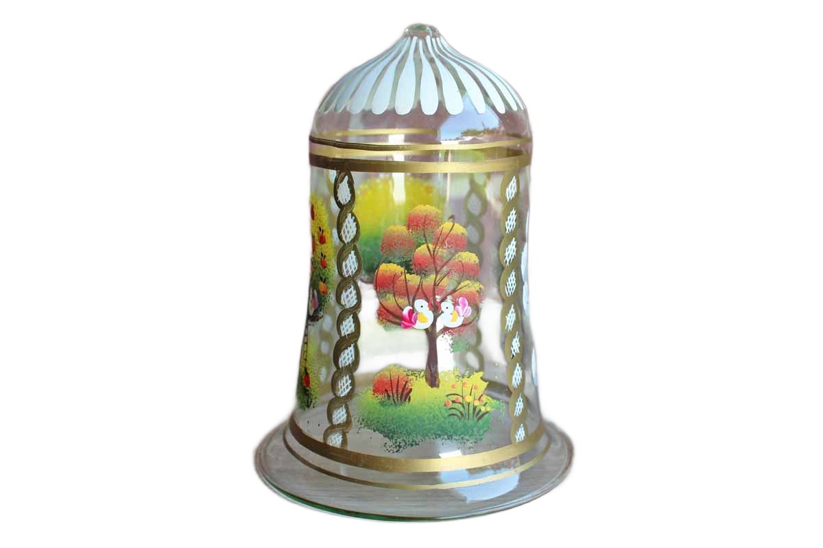 Four Seasons Hand Painted Glass Cloche