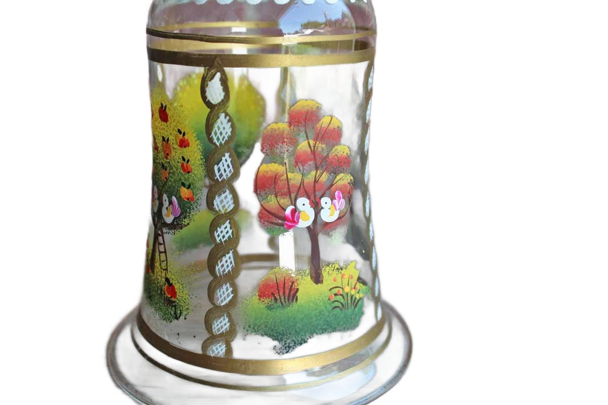 Four Seasons Hand Painted Glass Cloche
