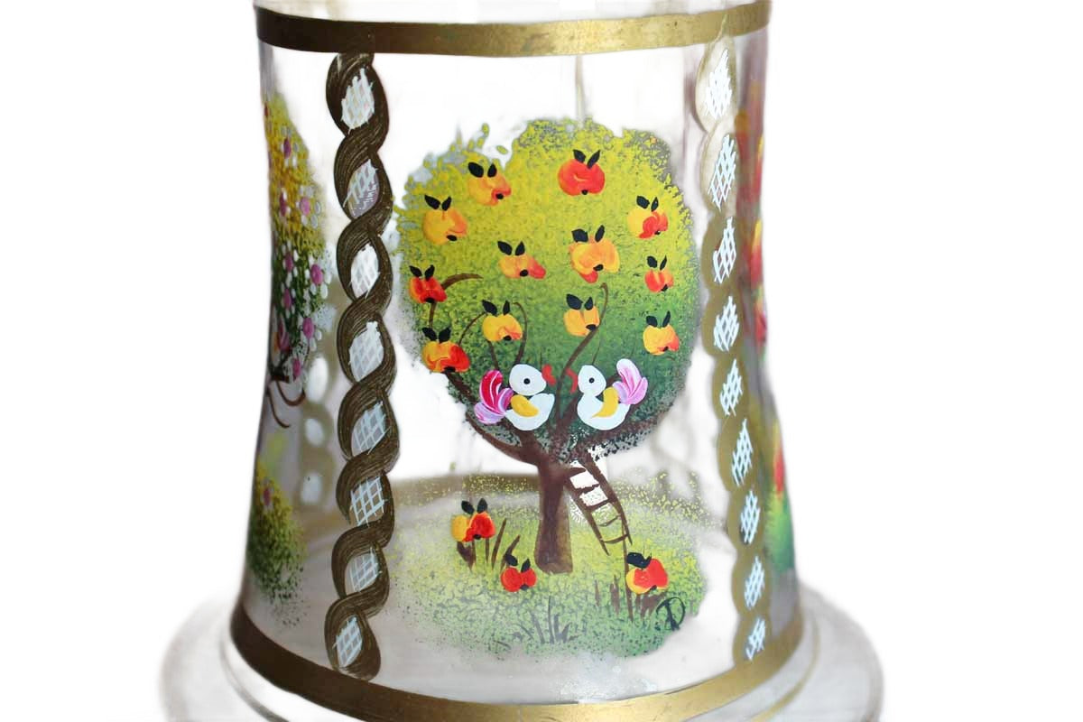 Four Seasons Hand Painted Glass Cloche