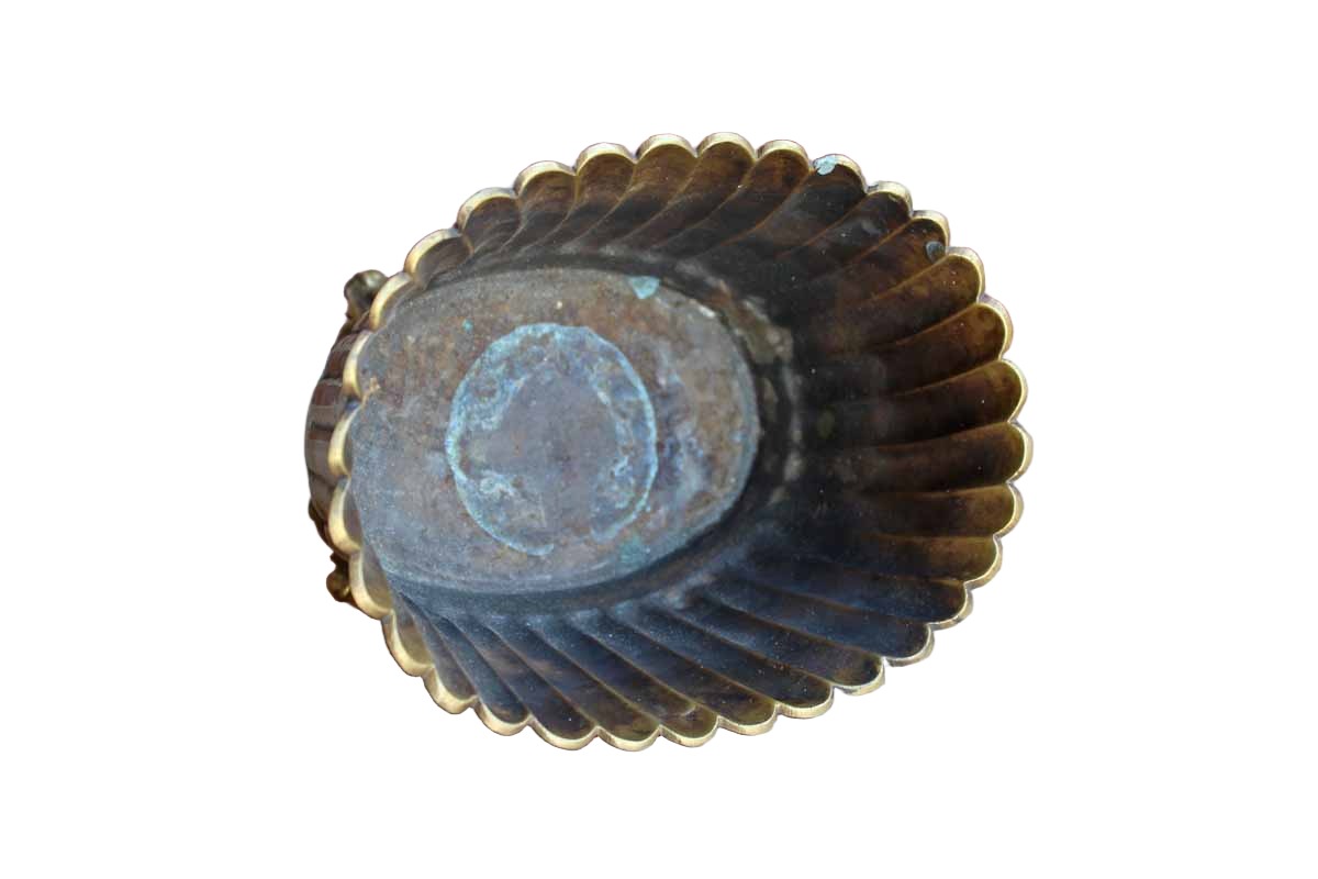 Brass Footed Cachepot with Scalloped Rim