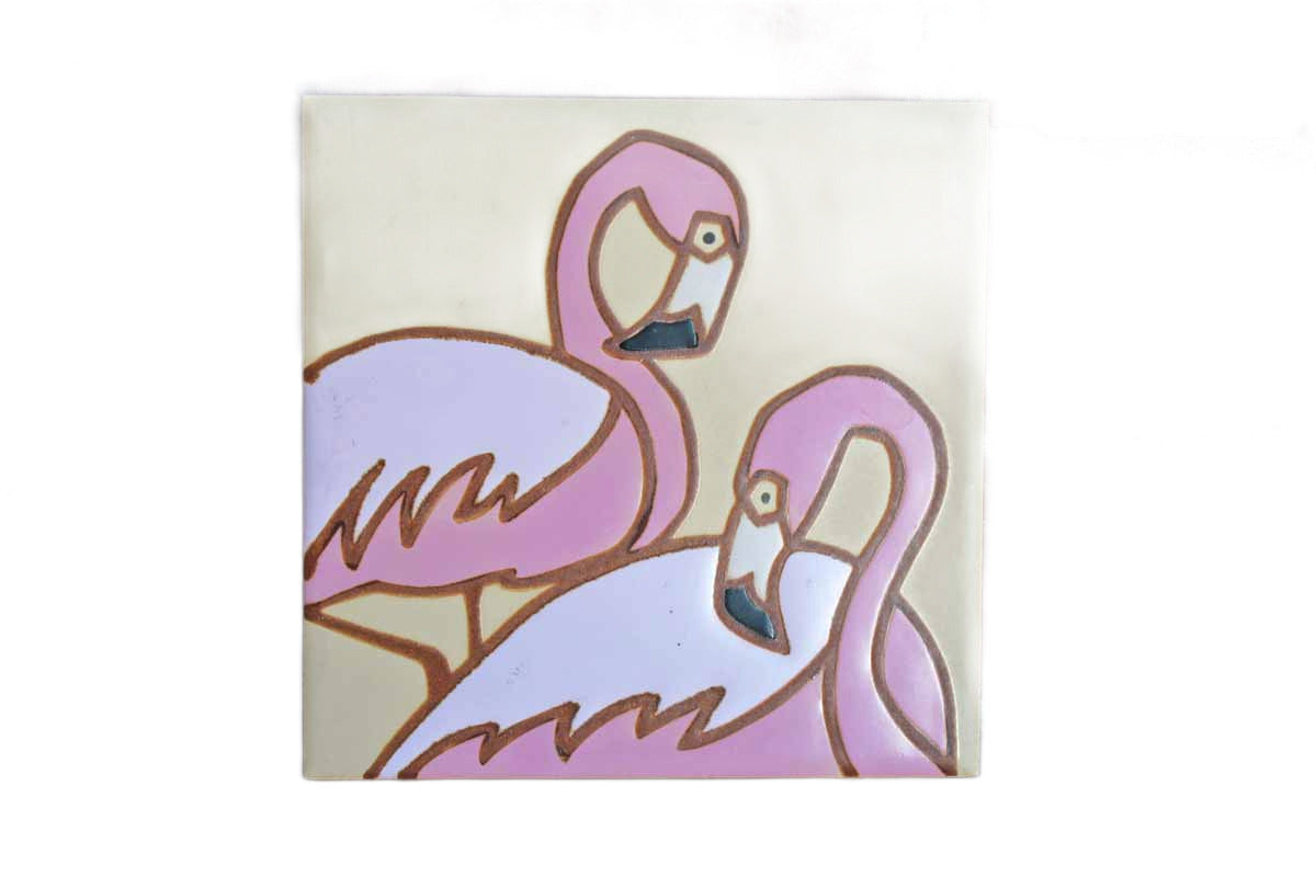 Pink Flamingos Ceramic Tile