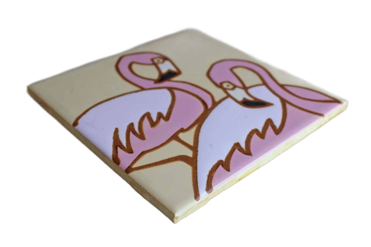 Pink Flamingos Ceramic Tile