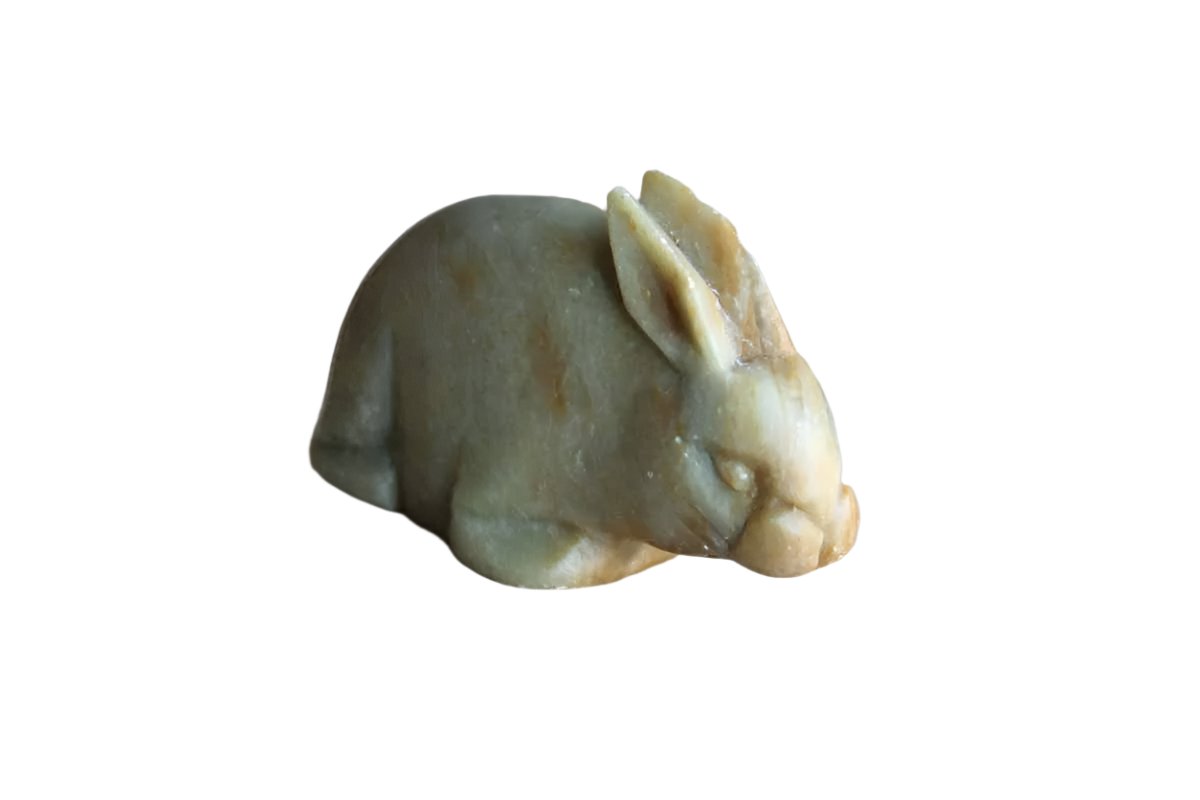Tiny Alabaster Rabbit Figurine with Hanging Hole
