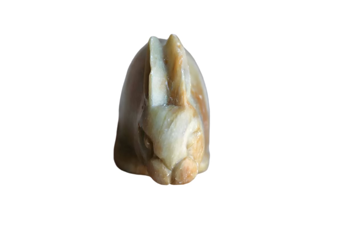 Tiny Alabaster Rabbit Figurine with Hanging Hole