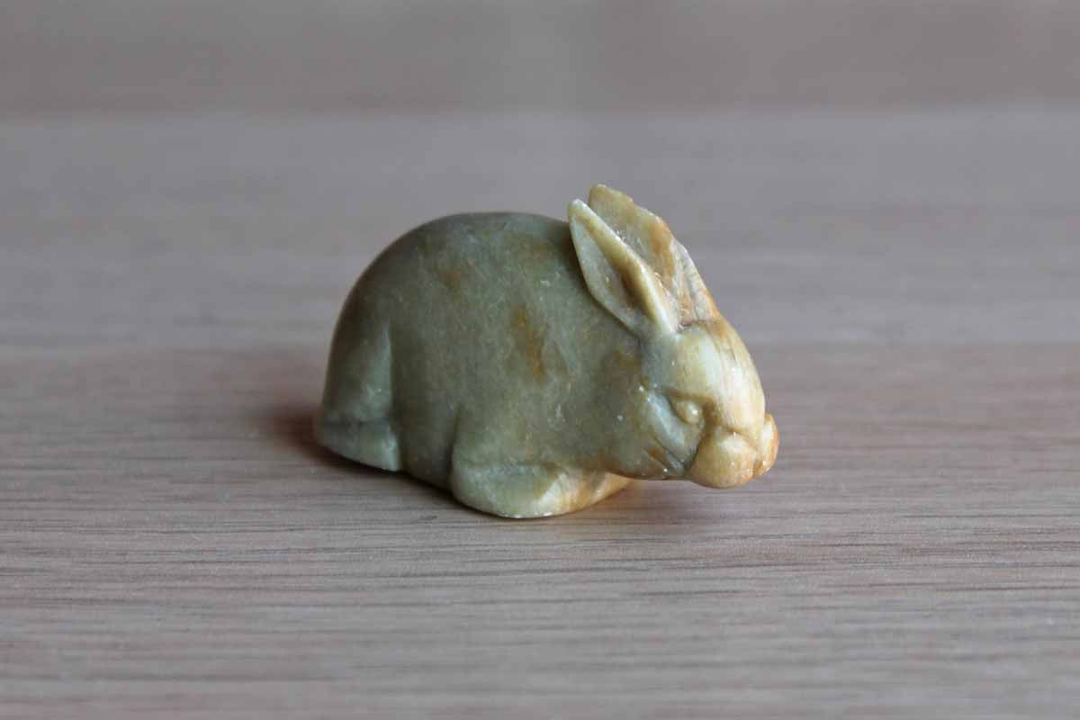 Tiny Alabaster Rabbit Figurine with Hanging Hole