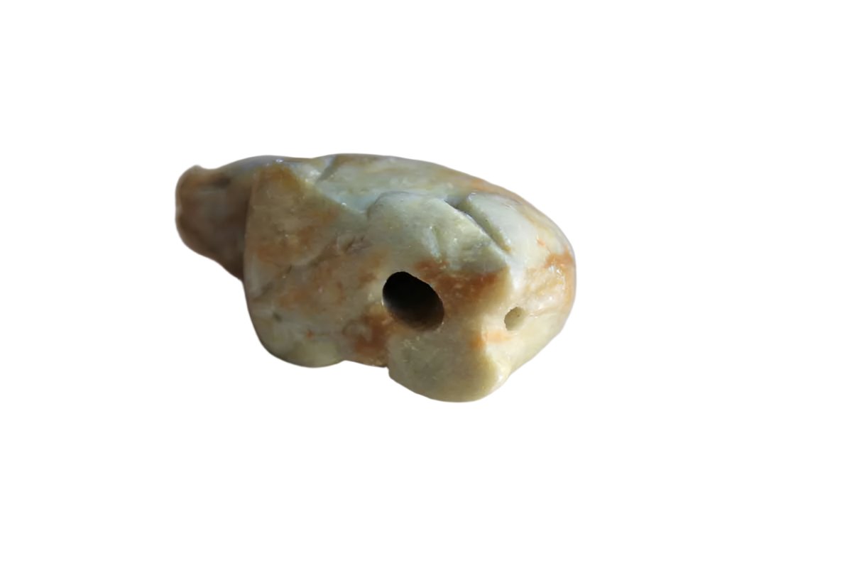 Tiny Alabaster Rabbit Figurine with Hanging Hole