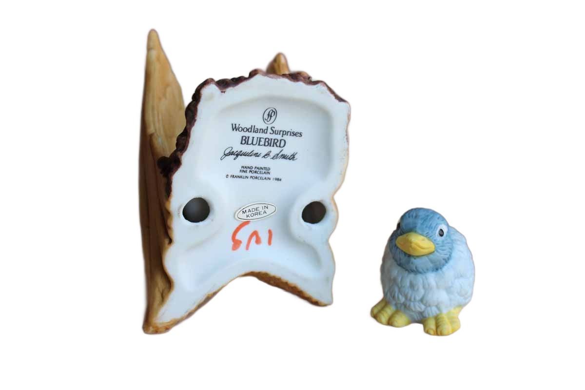 Franklin Porcelain Woodland Surprises 2-Piece Bluebird with Branch