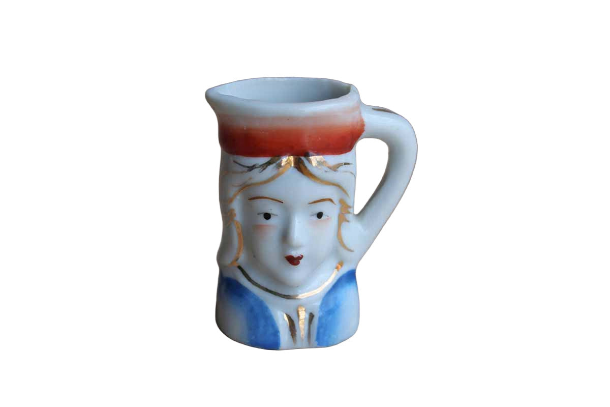 PICO (Occupied Japan) Tiny Handled Porcelain Creamer or Toothpick Holder