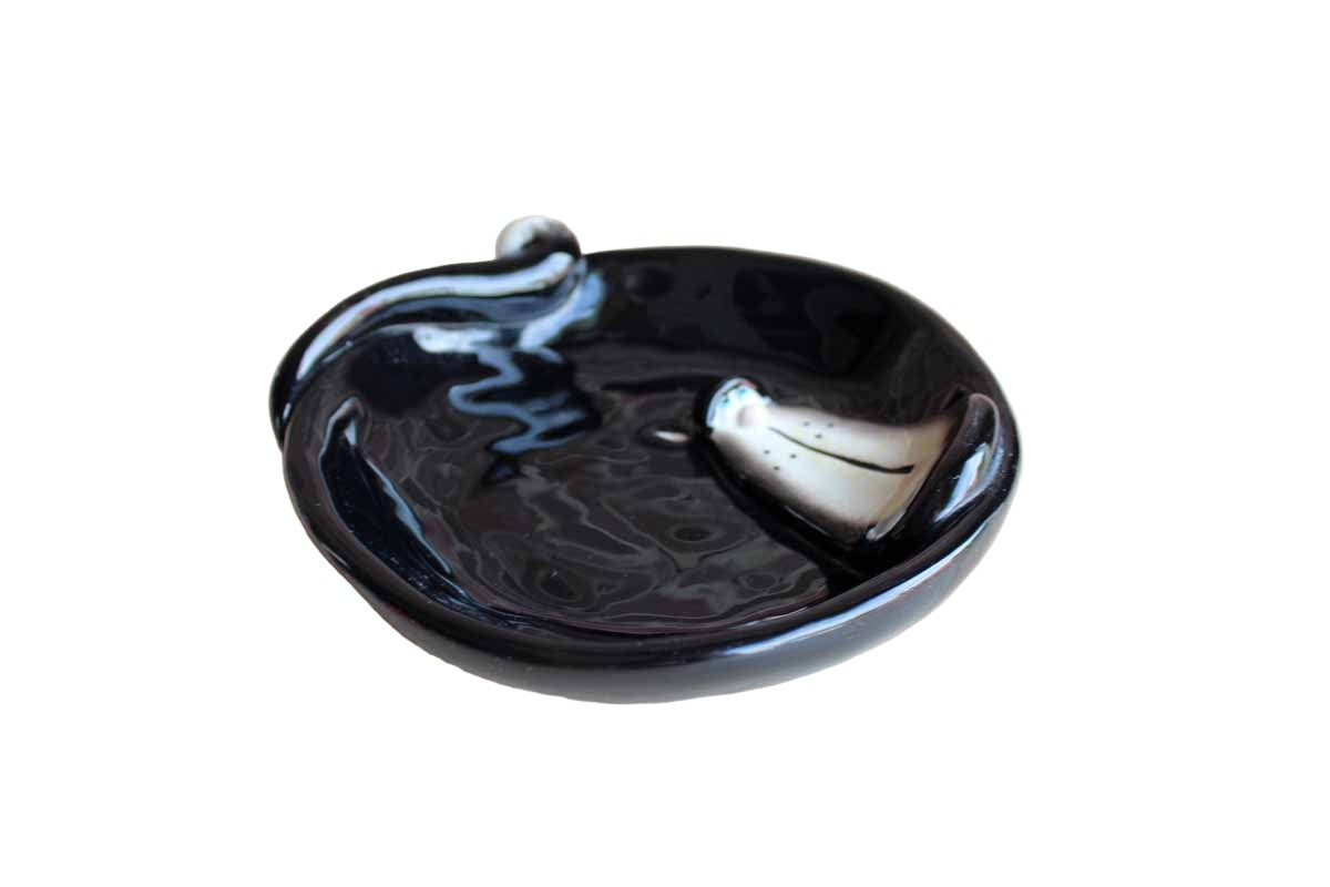 Russ Berrie & Co. Heavy Handpainted Black Cat Dish