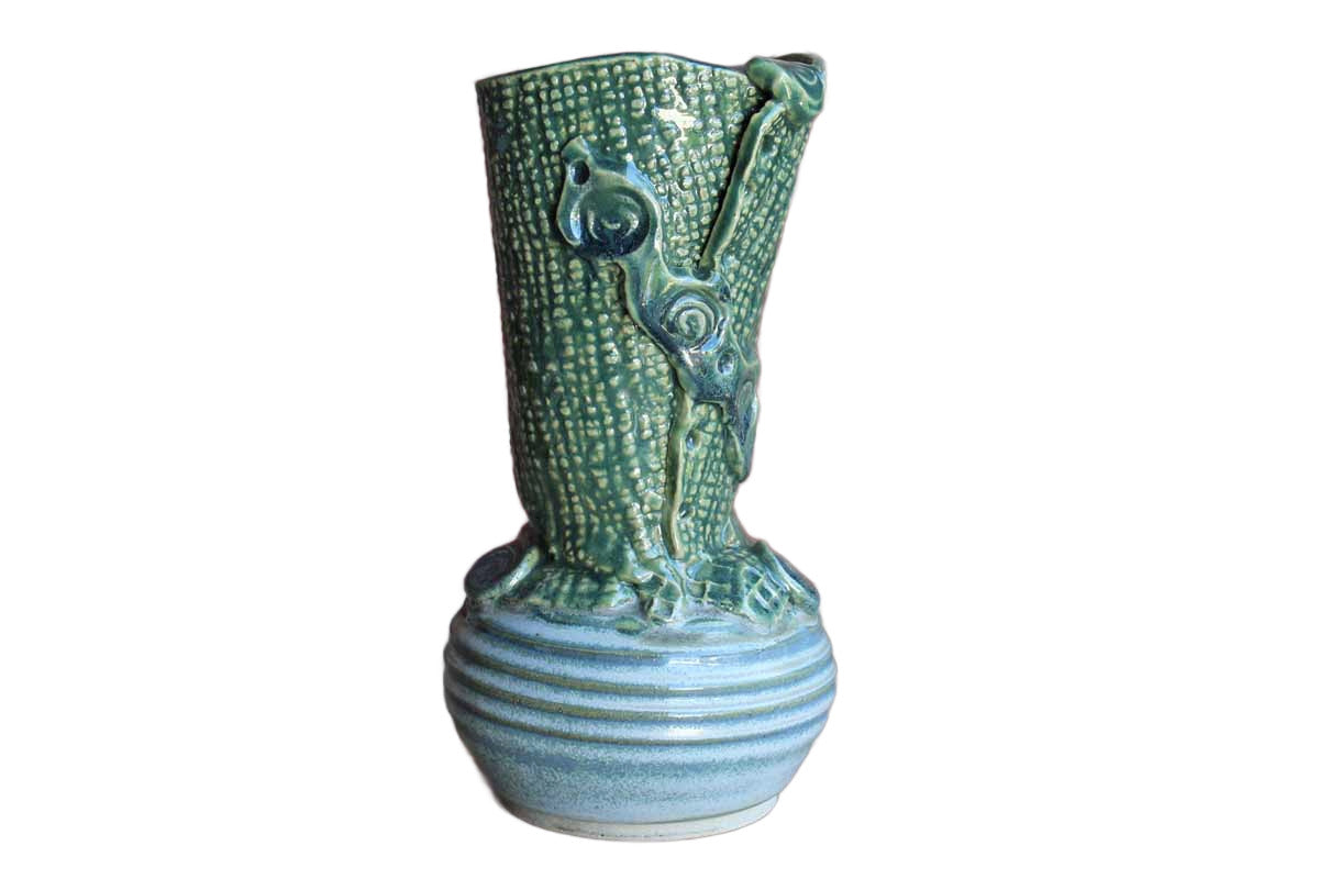 Art Pottery Vase with Contrasting Textures, Patterns, and Colors