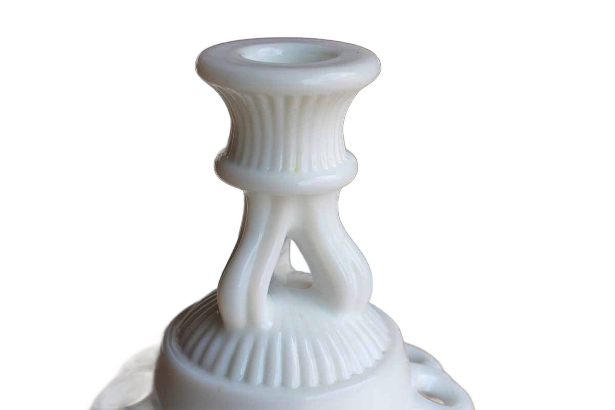 Westmoreland Glass Company (Pennsylvania, USA) Doric Milk Glass Single Light Candlestick, Set of 3